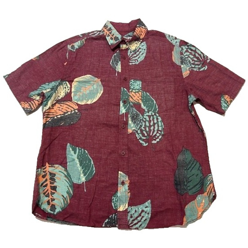 Mossimo Supply Co Men's Hawaiian Short Sleeve Button Down Plum Shirt - Size L